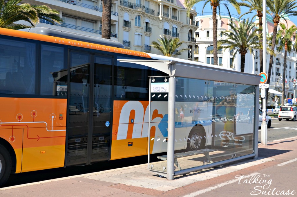 Bus at stop in Nice France