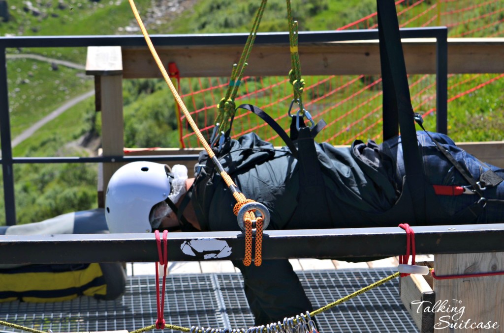 Derrick getting locked into his harness waiting for the countdown.