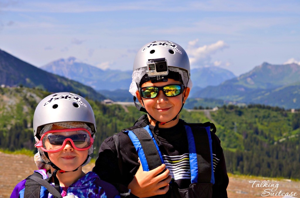 Kids all geared up and ready to soar.