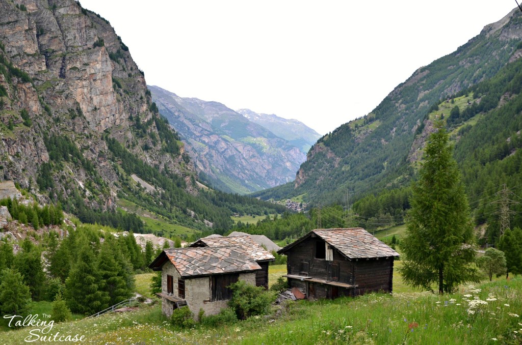 Houses on the hillside - on the train from Visp to Zermatt