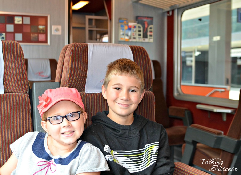Kids on the train from Visp, Switzerland to Zermatt
