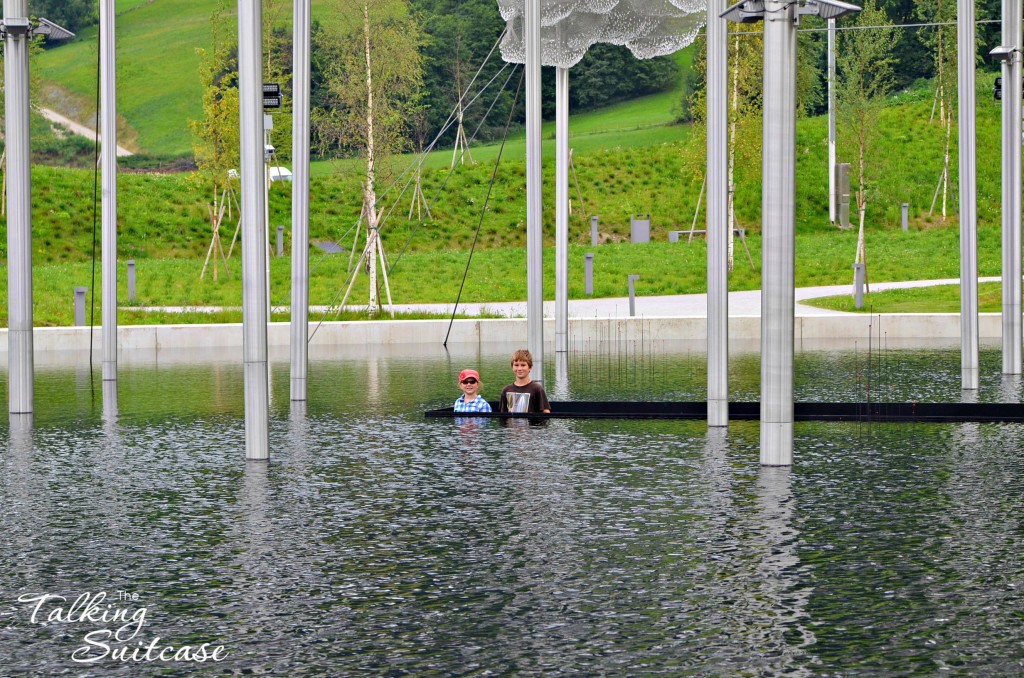 Kids in Mirror Pool at Swarovski Crystal Worlds