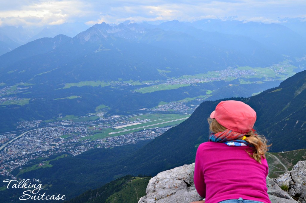 Lucy taking in the views from the peak of the Hafelkar