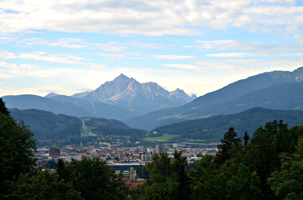 View from the Alpine Zoo. You can see the ski jump in the distance.