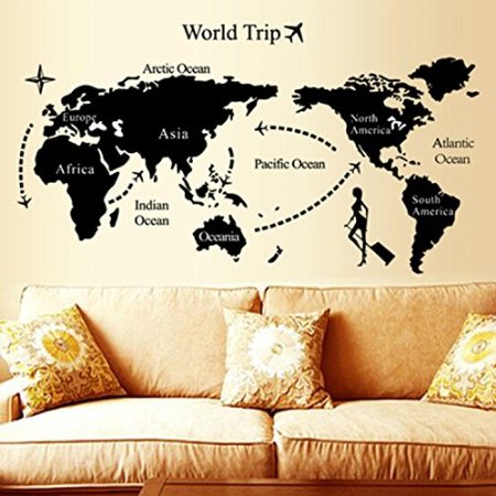 Map of World Trip Wall Decal