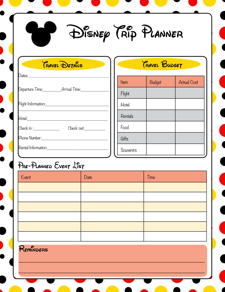 disney trip budget planner