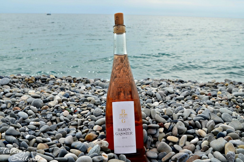 Provencal rosé wine on the beach in Nice, France