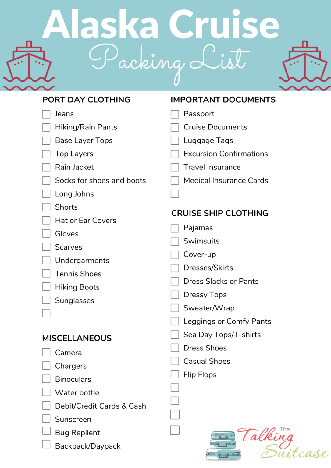 What to Wear on an Alaska Cruise Printable Packing List The Talking