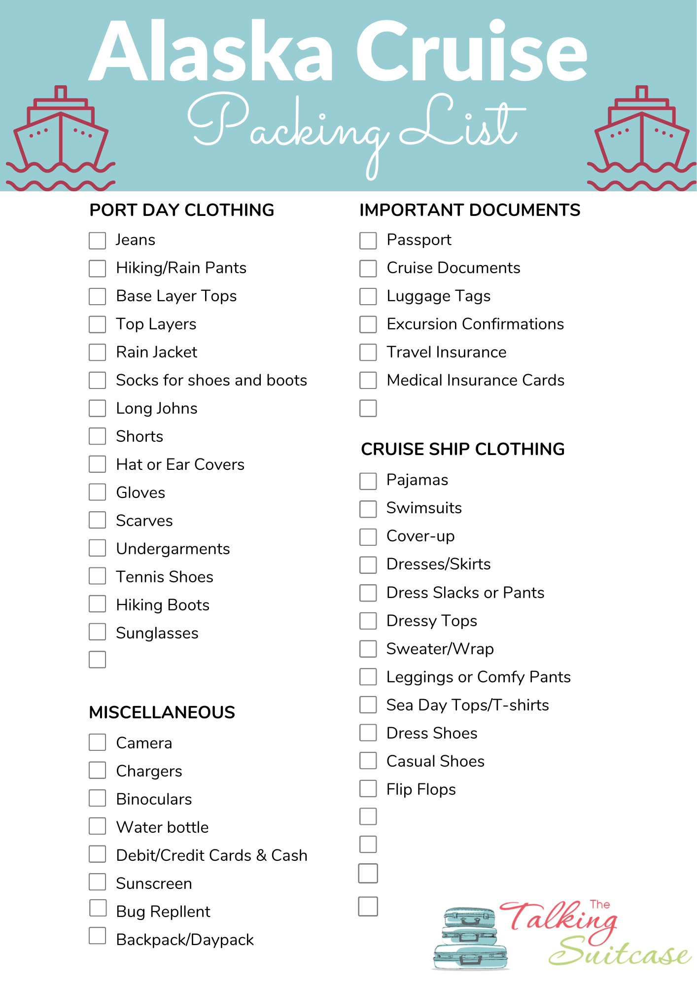 Use this packing list Alaska cruise to learn what to wear in Alaksa